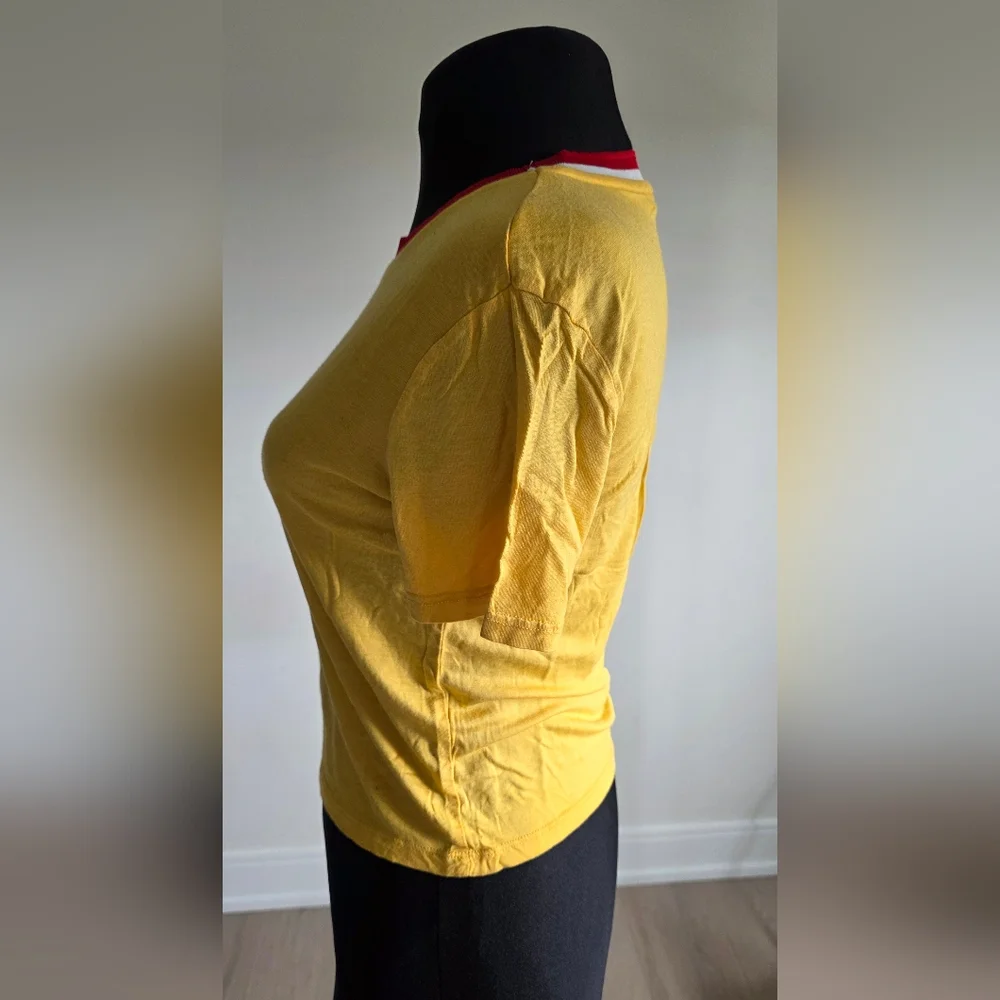 Zara Trafaluc Yellow Crop Fitted Plain T-Shirt S - Picture 3 of 5